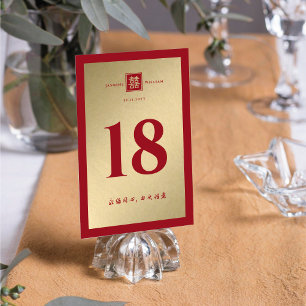 Numeração De Mesa Casamento Chinês Dourado Quadrado Clássico Vermelh