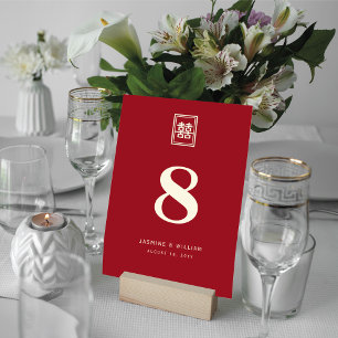Numeração De Mesa Casamento chinês Dourado vermelho quadrado duplo X