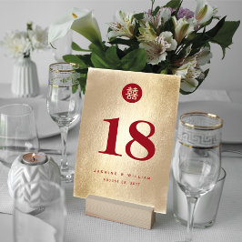 Numeração De Mesa Casamento Chinês Duplo Xi, Círculo Simples Vermelh