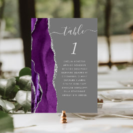 Numeração De Mesa Casamento Cinza Ágata Prata Roxa