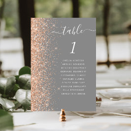Numeração De Mesa Casamento Cinza Brilho Moderno Pêssego