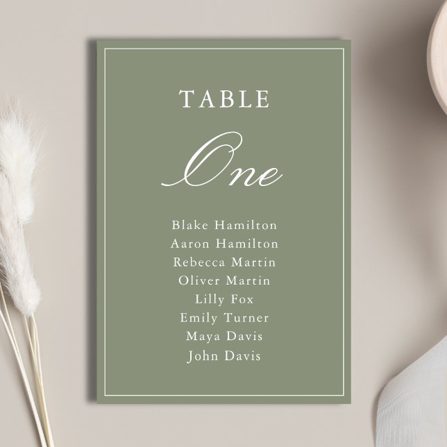Numeração De Mesa Casamento Clássico com Letra em Verde Po dusty (Classic dusty green table numbers create a polished look while guiding guests smoothly.)