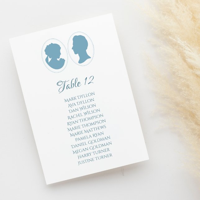 Numeração De Mesa Casamento Clássico de Cameo Azul (Criador carregado)