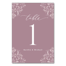 Numeração De Mesa Casamento Clássico de Mauve Vintage Elegante