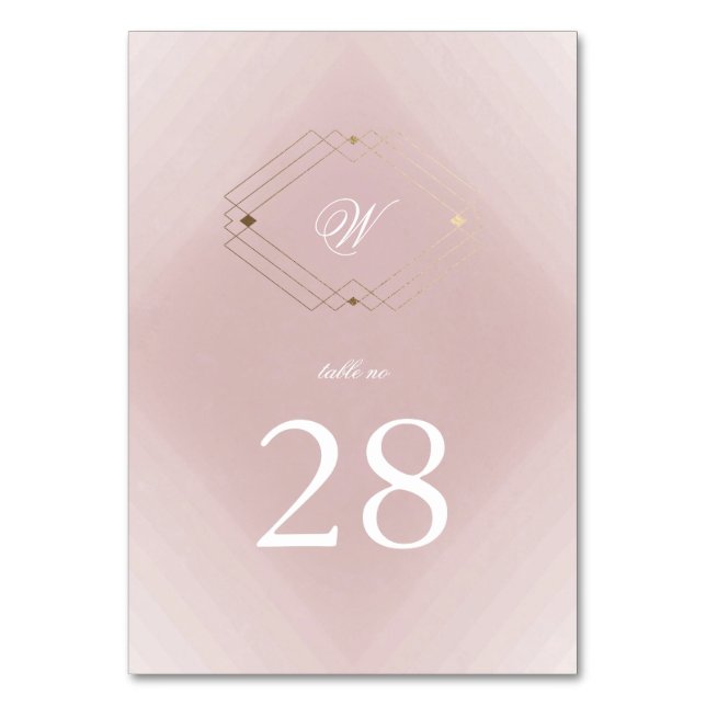 Numeração De Mesa Casamento clássico de monograma cor-de-rosa com Ro (Frente)