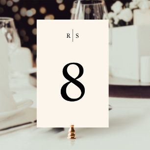 Numeração De Mesa Casamento clássico de preto e cru monograma