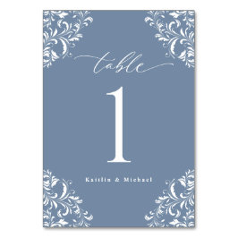 Numeração De Mesa Casamento Clássico de Vintagem Azul Elegante