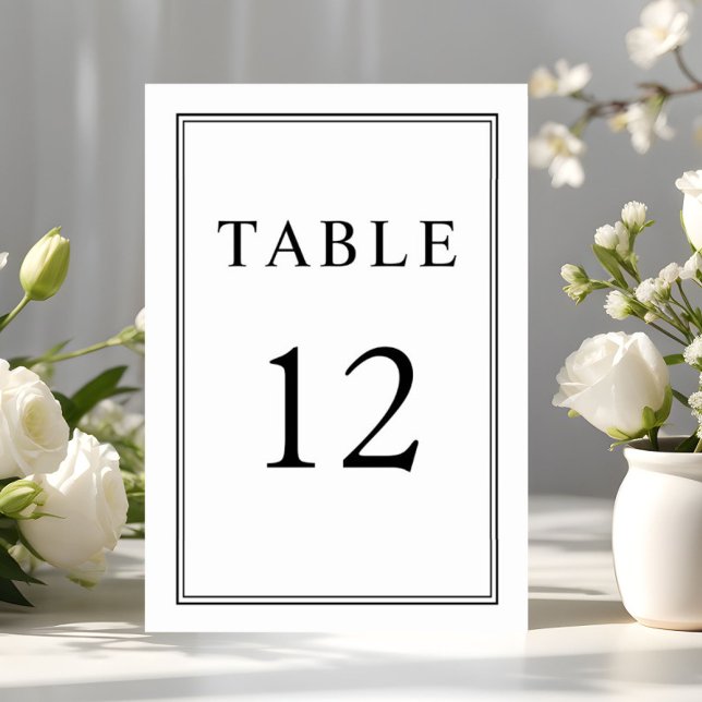Numeração De Mesa Casamento Clássico Elegante Preto e Branco (Elegant Classic Formal Black White Wedding Table Number)