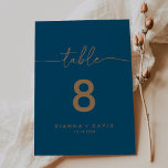 Numeração De Mesa Casamento Clássico marinho Azul Dourado<br><div class="desc">Este marinho de mesa de casamento clássico de ouro azul é perfeito para um casamento moderno. O design simples e elegante apresenta a tipografia clássica e de rico em ouro. Este é um número de tabela de dois lados. Adicione cada número de tabela de que você precisa ao seu carrinho...</div>