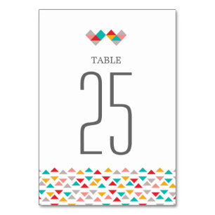 Numeração De Mesa Casamento Colorido de Corações de Triângulo Geomét