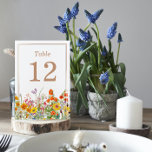 Numeração De Mesa Casamento Colorido de Flores Selvagens<br><div class="desc">Coloridos Flores Selvagens Números de Tabelas Casadas do País apresenta flores bonito do país em laranja,  amarelo,  roxo e rosa sobre um fundo branco com o número da tabela no centro. Personalize editando o texto nas caixas de texto. Projetado para você por ©Evco Studio www.zazzle.com/store/evcostudio</div>