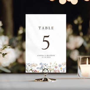 Numeração De Mesa Casamento Colorido de Primavera Wildflower Meadow 