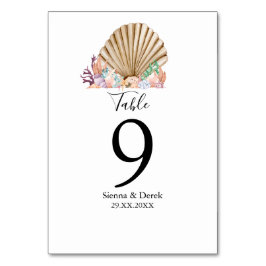 Numeração De Mesa Casamento com a praia de Coral & Seashell