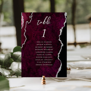 Numeração De Mesa Casamento com Ágata Prata Borgonha