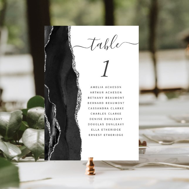 Numeração De Mesa Casamento com Ágata Prata Preta (Criador carregado)