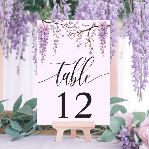 Numeração De Mesa Casamento com Aquarela de Galho de Glícine Roxa