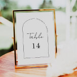 Numeração De Mesa Casamento com Arco de Script de Caligrafia Whimsic<br><div class="desc">Número da Tabela de Casamento de Quadros Mínimos de Arch de Script Mínimo Imprimido Moderno e elegante, que pode ser personalizado com seu texto e adicionar cada placa de número de tabela ao seu carrinho, um a um. Clique no botão "Personalizar" e use nossa ferramenta design para modificar este modelo....</div>