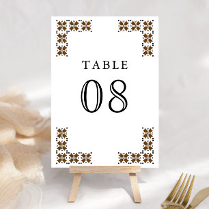 Numeração De Mesa Casamento com Bordado Ucraniano Marrom e Preto