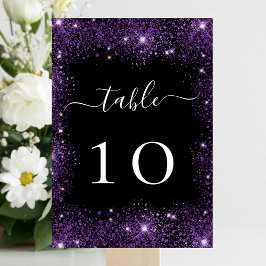 Numeração De Mesa Casamento com brilho roxo preto