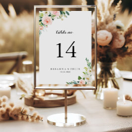 Numeração De Mesa Casamento com Caligrafia Floral Verde Simples