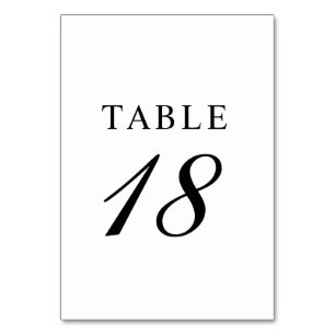 Numeração De Mesa Casamento com Caligrafia Preta e Branca Elegante
