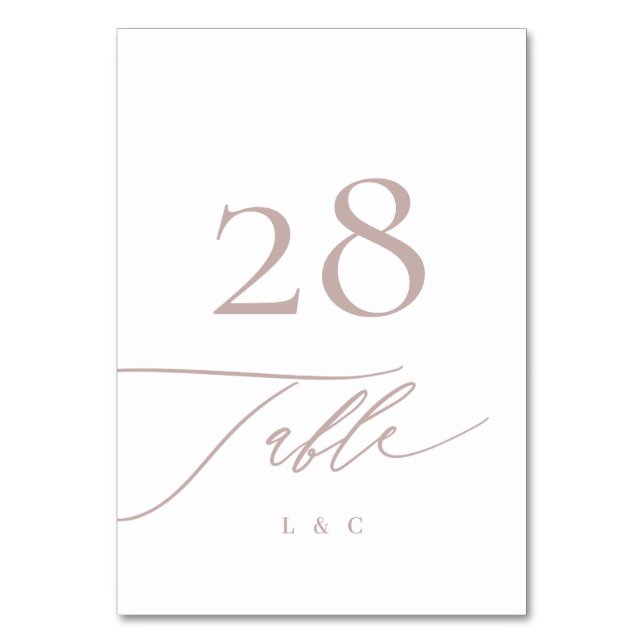 Numeração De Mesa Casamento com Caligrafia Tsupe Rosa Tradicional (Frente)