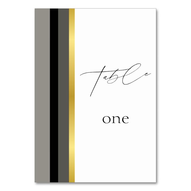 Numeração De Mesa Casamento com Cinzas Negras Douradas e Elegantes (Frente)