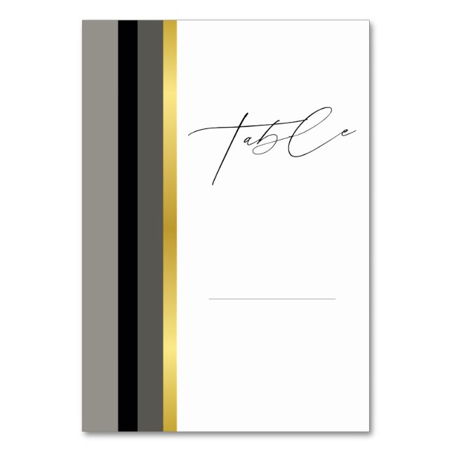 Numeração De Mesa Casamento com Cinzas Negras Douradas e Elegantes (Frente)