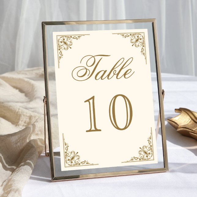 Numeração De Mesa Casamento com Creme e Ornamentado Dourado (Criador carregado)