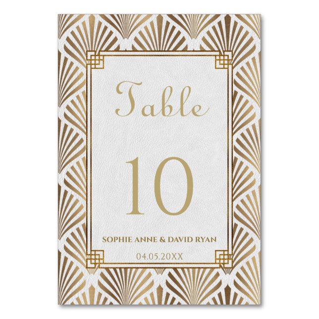 Numeração De Mesa Casamento com Deco de Arte Branca Dourada, 20 (Frente)