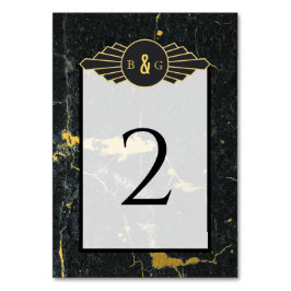 Numeração De Mesa Casamento com Deco de Arte Marble Dourada Preta