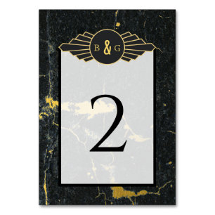 Numeração De Mesa Casamento com Deco de Arte Marble Dourada Preta