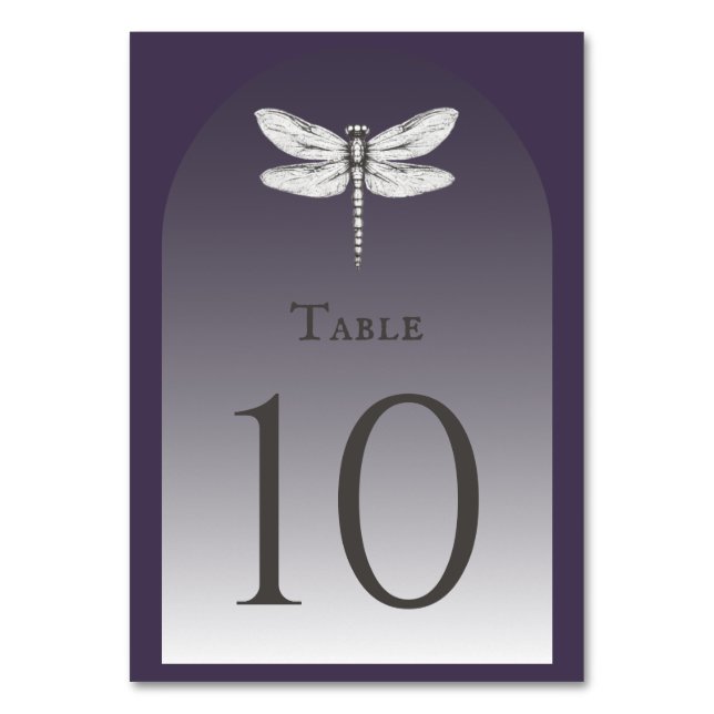 Numeração De Mesa Casamento com Dragonfly Roxo Escuro (Frente)