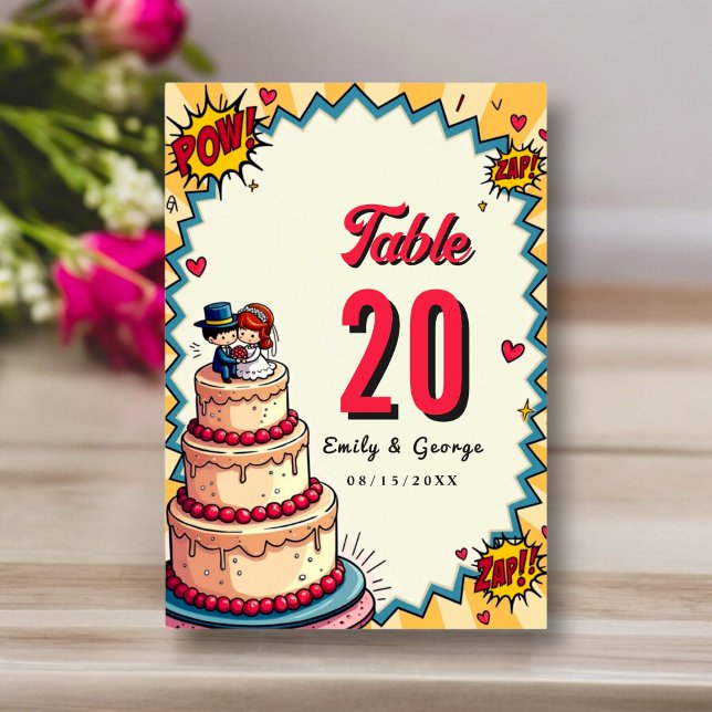 Numeração De Mesa Casamento com Estilo de Banda Desenhada e Pop de A (Criador carregado)