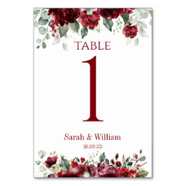 Numeração De Mesa Casamento com Eucalyptus Greenery, Turnê Vermelho