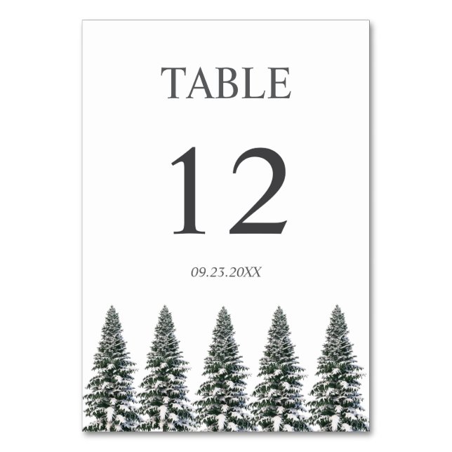 Numeração De Mesa Casamento com flocos de neve do inverno Elegante (Frente)