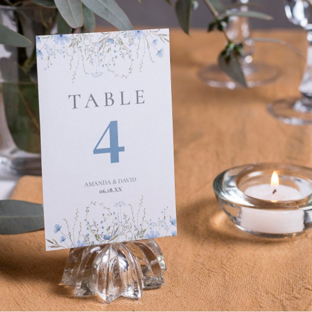 Numeração De Mesa Casamento com Flor Silvestre Blue Periwinkle (Criador carregado)