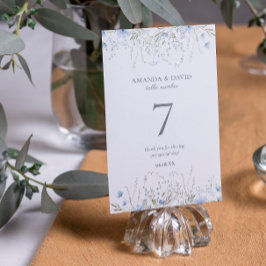 Numeração De Mesa Casamento com Flor Silvestre de Pervinca Azul