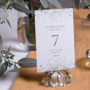 Numeração De Mesa Casamento com Flor Silvestre de Pervinca Azul