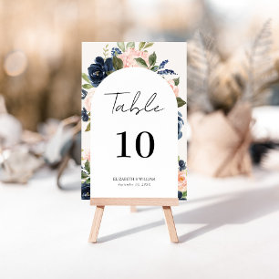 Numeração De Mesa Casamento com Floral Naval e Rosa Caprichoso em Le