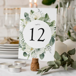Numeração De Mesa Casamento com Flores Brancas Luxuriantes e Verdura