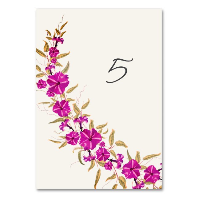 Numeração De Mesa Casamento com Flores de Vinha de Trompete Selvagem (Frente)