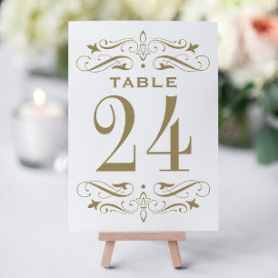 Numeração De Mesa Casamento com Flores em Dourado Antigo Vintage