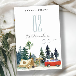 Numeração De Mesa Casamento com Floresta de Pinheiros de Aquarela El