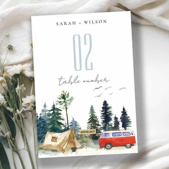 Numeração De Mesa Casamento com Floresta de Pinheiros de Aquarela El (Criador carregado)