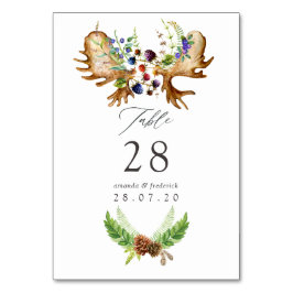 Numeração De Mesa Casamento com Floresta Russa de Aquarela