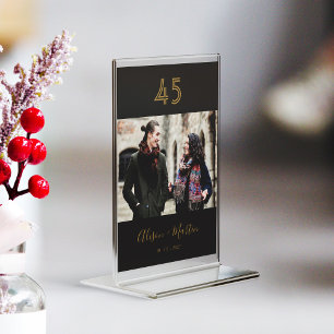 Numeração De Mesa Casamento com Fotografias com Letra Chic Black & D