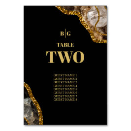 Numeração De Mesa Casamento com Glitter Geode Preto e Dourado