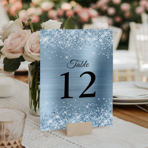 Numeração De Mesa Casamento com Lâmina Azul Claro Brilhante