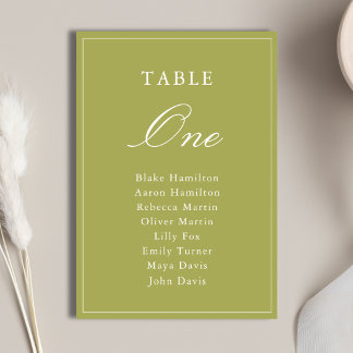 Numeração De Mesa Casamento com Letra Elegante em Verde Oliva